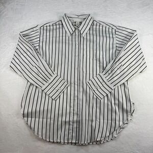 H&M - White, Black Stripes Long Sleeve Button-Down Shirt - MEDIUM - NWT